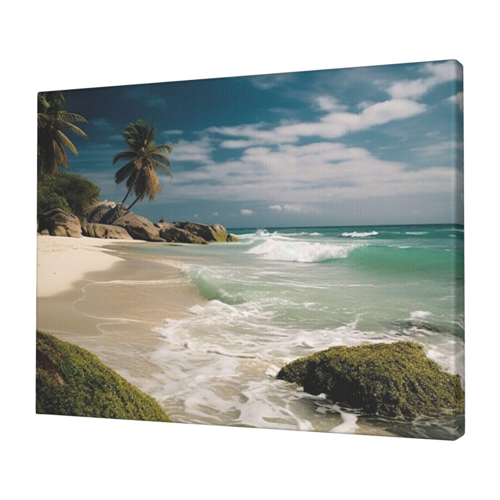 FodPand Canvas Wall Art for Living Room Wall Decor 12"x16" Modern Artwork Painting Pictures Hanging Canvas Prints Beach Ocean Aesthetic Wall Art for Bedroom Bathroom Office Wallart Decor