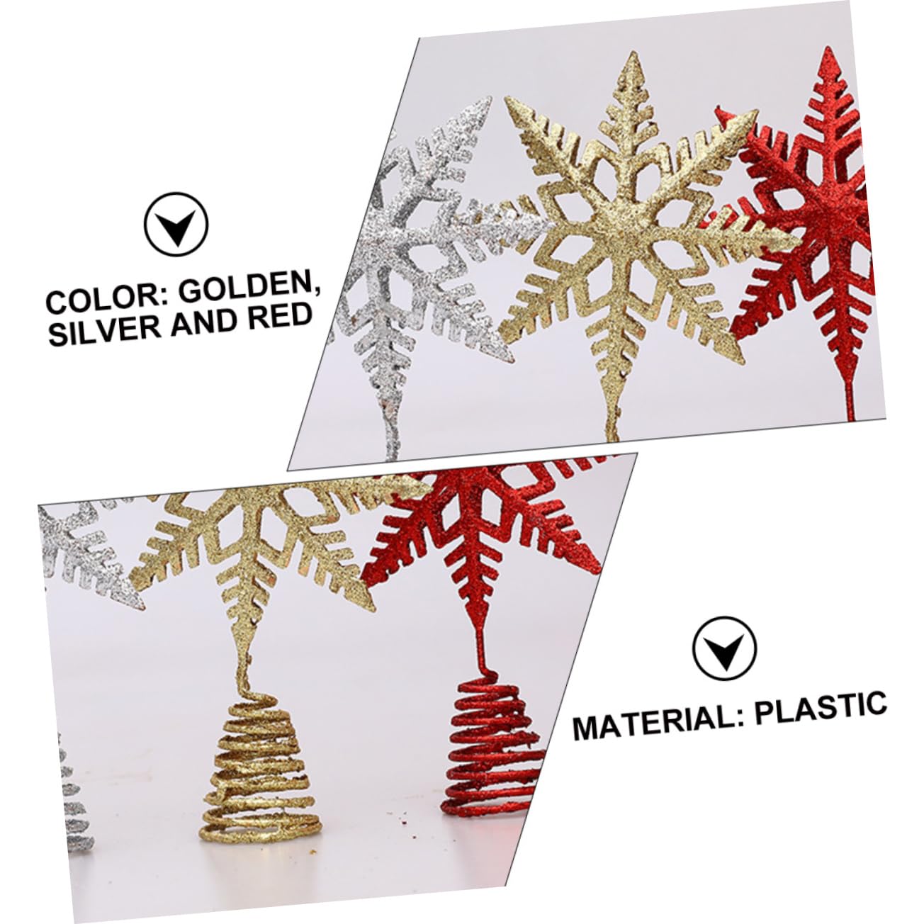 PRETYZOOM 2 Series Estrella De Topper De Árbol De Navidad Navidad Nieve Decoración De La Copa del Árbol Colgante Brillantina Nieve Falsa Decoración Rústico Hierro Forjado 2 Piezas*2