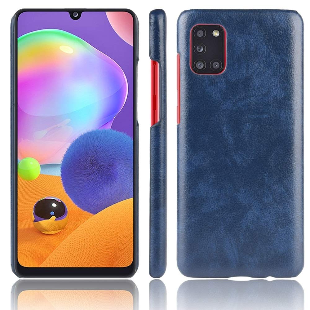 LINSHAOHUI لغالاكسي A31 ضد الصدمات الليتشي نسيج PC + PU حالة (Color : Blue)