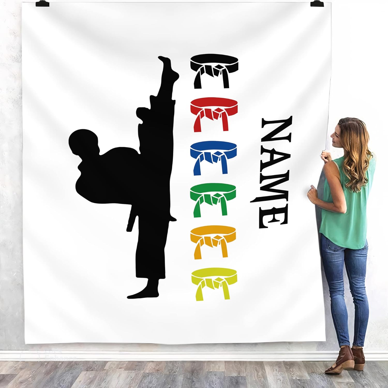 MoonArt Personalized Karate Blanket for Holiday Training Kickboxing Leadership Course Taekwondo Gifts for Lovers, Teens, Boys, Friends Bed Couch Sofa Bed Travel Birthday Christmas (KR4)