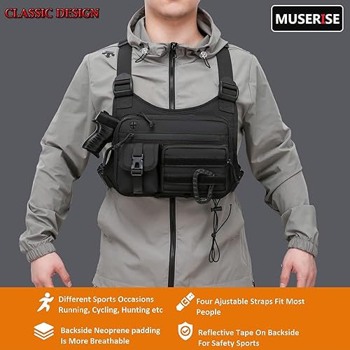 Miniatura 5 de Bolsa de pecho al aire libre para hombres y mujeres, chaleco táctico para correr, ciclismo, mochila de pecho EDC para deportes y entrenamientos