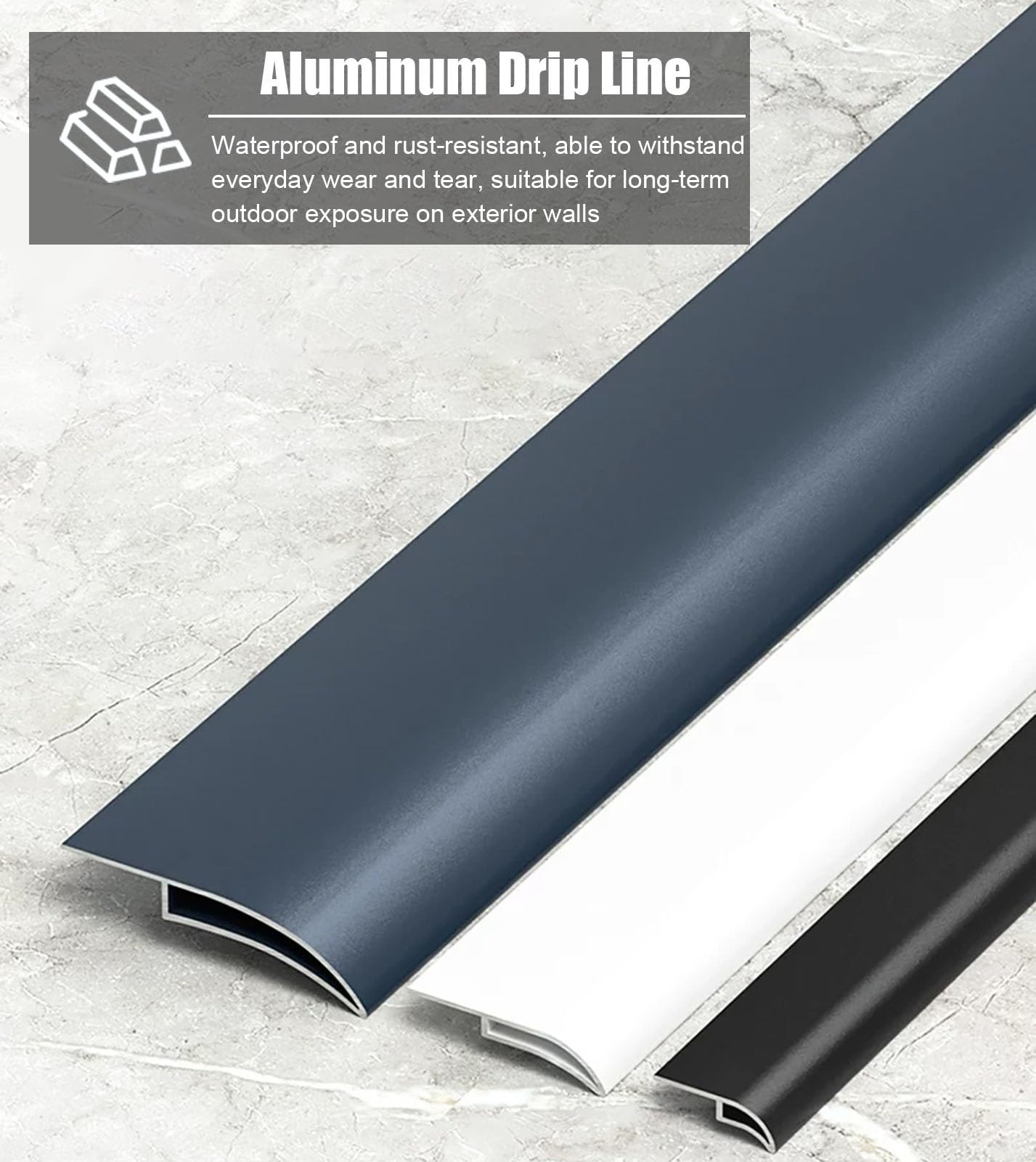 Vierteaguas Muro Exterior Deflector de Borde para Goteo en Tejado | Barrera de Aluminio Contra el Agua para Paredes Exteriores, Alféizares de Ventanas y Puertas Exteriores(Brown,2.5m(8.2ft))