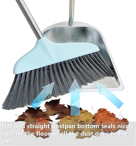 Miniatura 2 de Paquete de 2 recogedores de polvo de mango largo – 33.5 pulgadas de acero inoxidable para interiores y exteriores, recogedor de polvo resistente