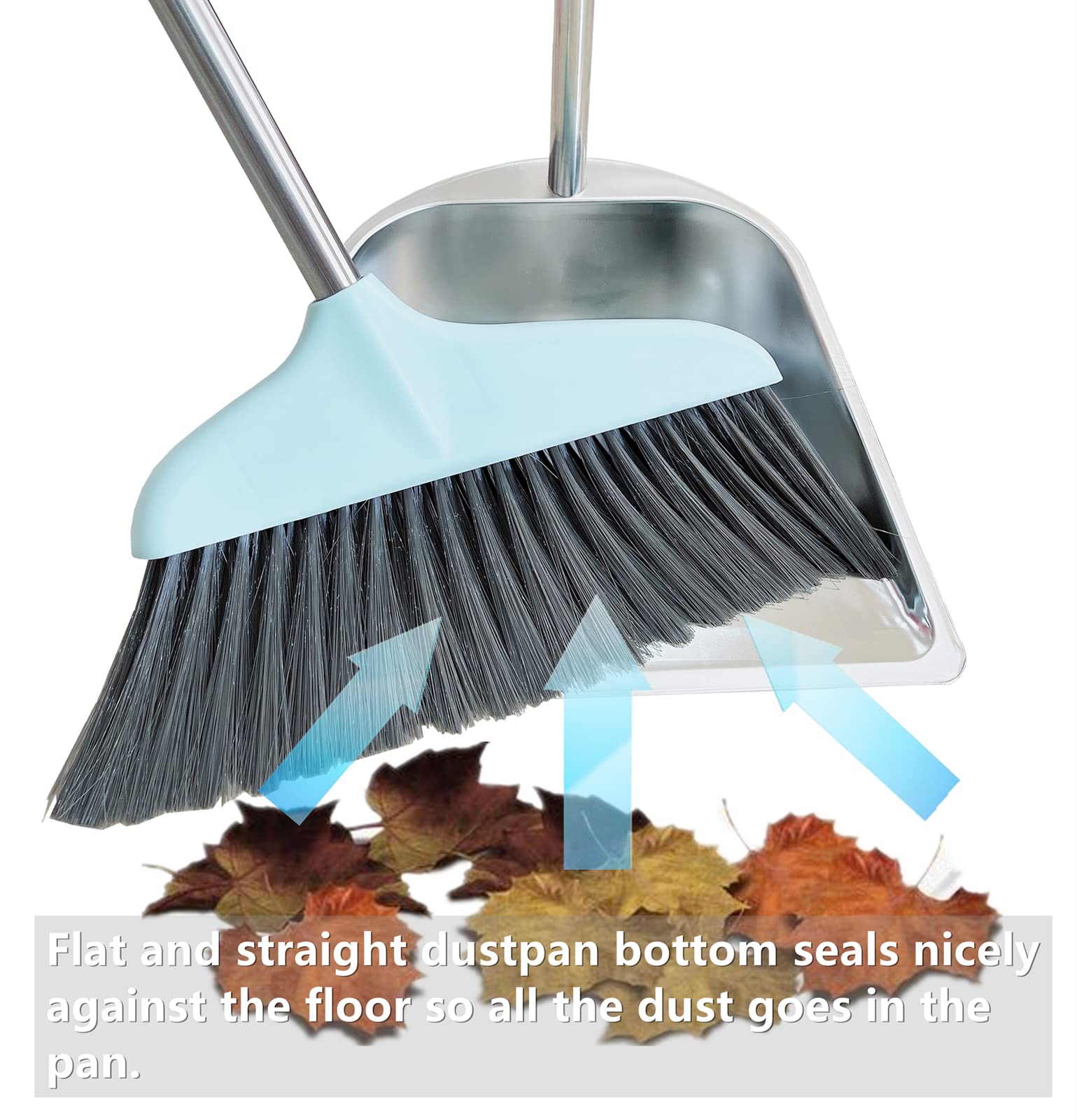 YAYOU Dust Pan with Long Handled for Home, 33.5'' Premium Quality Heavy Duty Stainless Steel Dustpan, Elegant Stand Up Design, Sturdy Dustpans for Home/ Lobby/ Shop/ Office, Dustpan Only