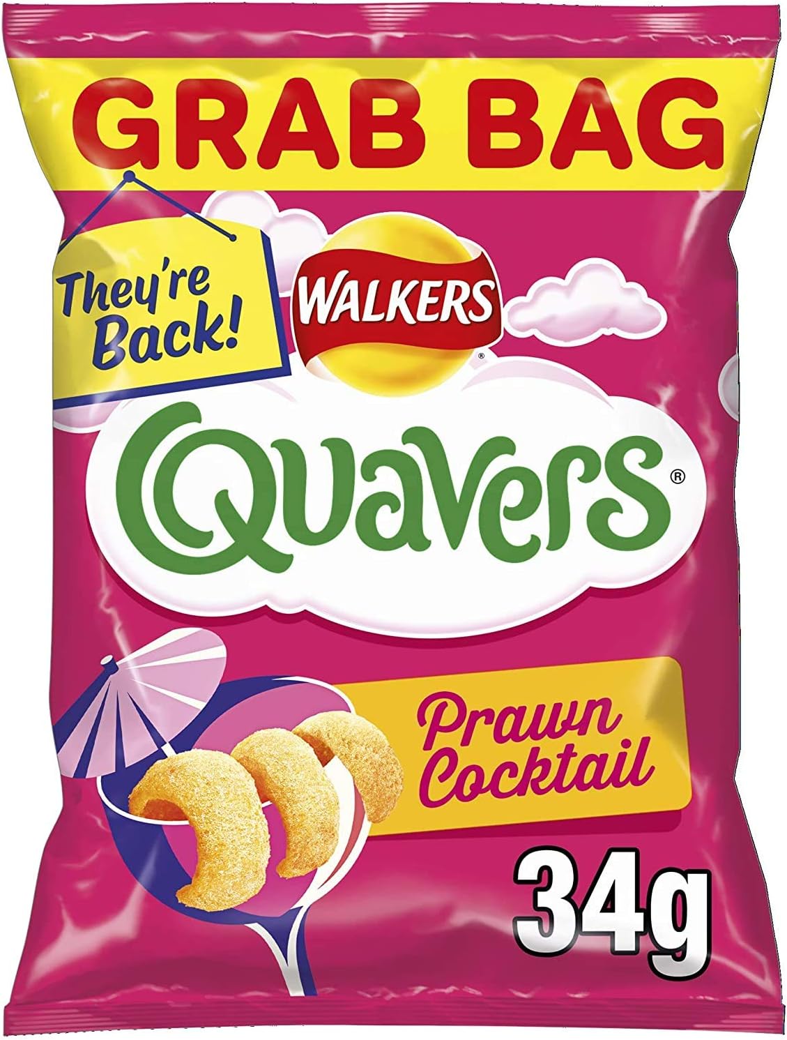 Walkers Quavers Prawn Cocktail Grab a Bag 10packs 34 grams each , new