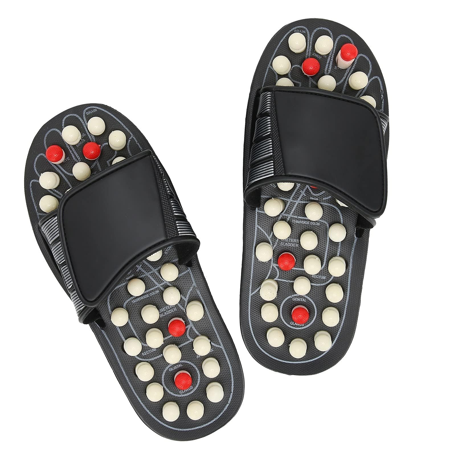 Zapatillas de acupresión, Zapatillas de masajeador de pies Masajeador de pies Sandalias de reflexología Zapatos de masaje de pies zapatos para reducir el dolor para mujeres y hombres (44-45)
