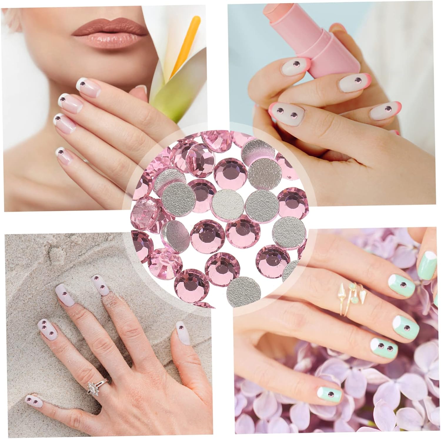 5pcs Crystal Glass Flatback Rhinestones for Nail Art Manicure Decoration Supplies Light Lightweight Easy to Apply for Natural and Artificial Nails