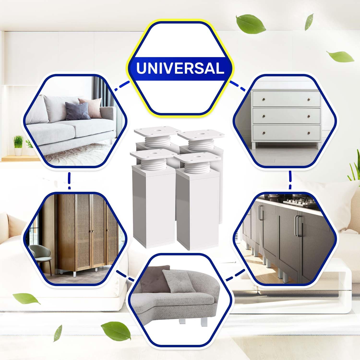 MONTERAL 4 Pieces Adjustable Furniture Legs 100 mm Extendable to 107 mm Profile 40x40 mm - Image 3