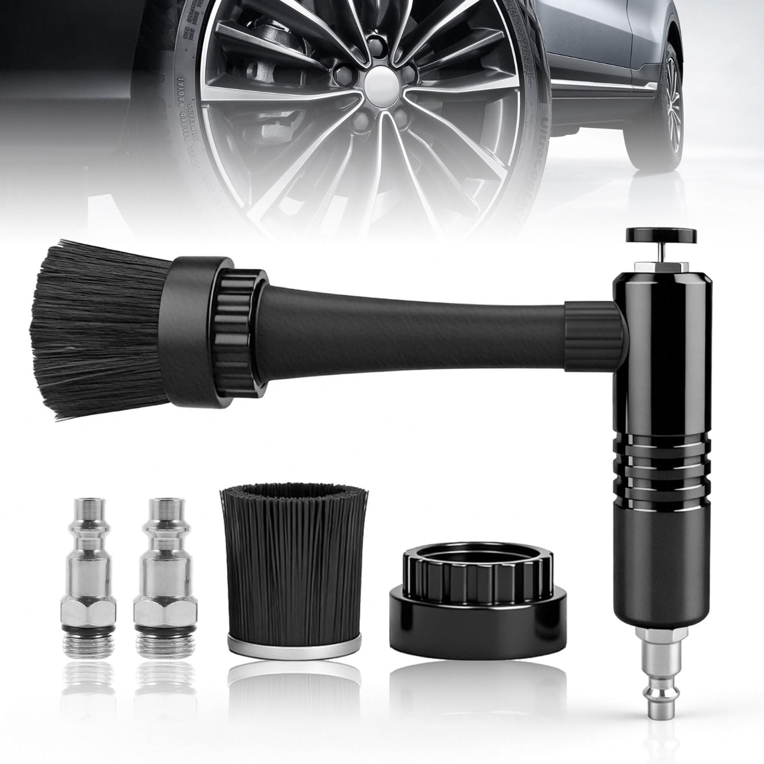 5 Piezas Ausblaspistole Druckluft Blowgun Para Limpieza De Coche Cuerpo Robusto Empuñadura Cómoda Operación Por Pulsación Con 2 Boquillas Para Aspirado De Polvo Y Detallado Automotriz