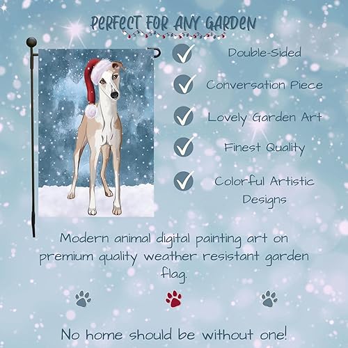 Miniatura 5 de Doggie of the Day Whippet GFLAG254161 - Banderas de jardín para perros, diseño de Navidad, de doble cara, regalo decorativo de primavera para patio,