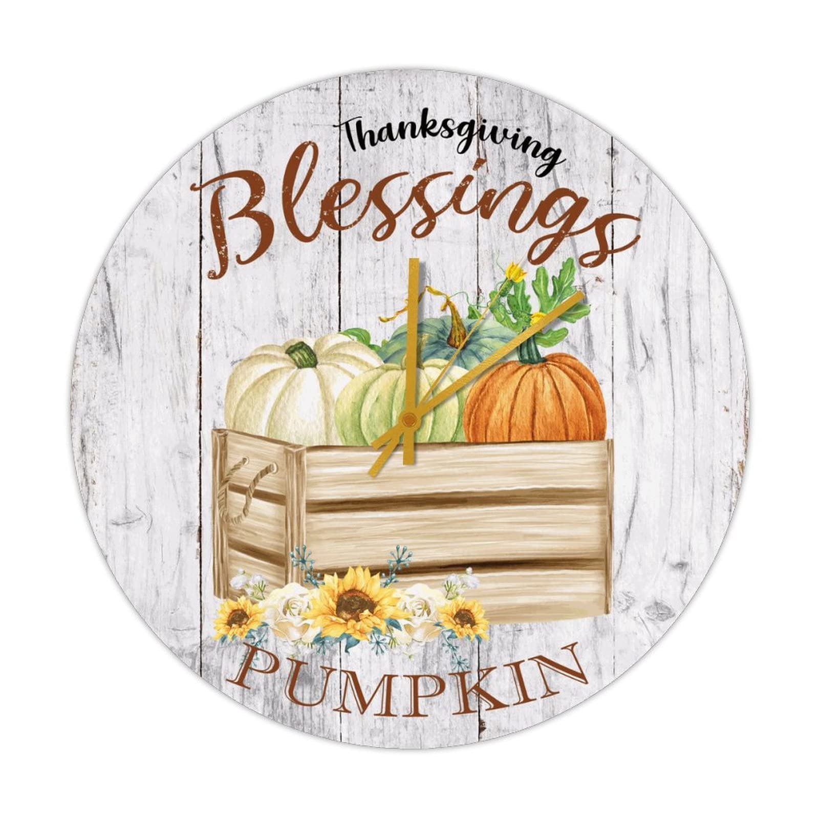 Horloge ronde en bois Thanksgiving silencieuse pour bannir le tic-tac du salon