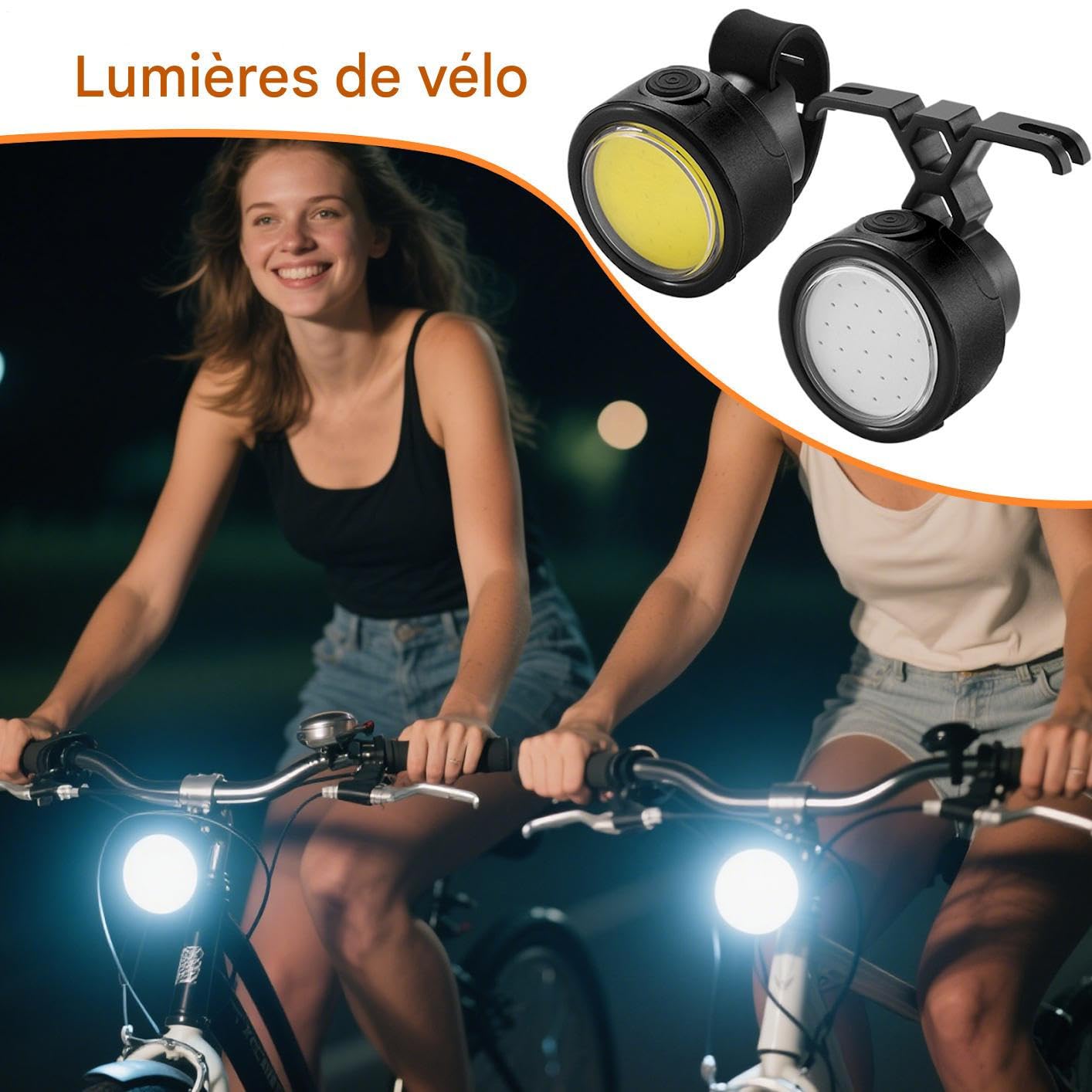 Illuminazione Bicicletta, Alta Luminosità Luci Impermeabile Ciclismo Kit Lampade Impermeabile Regolabile per Sicurezza E Visibilità Durante I Viaggi Notturni Esterni su Strade