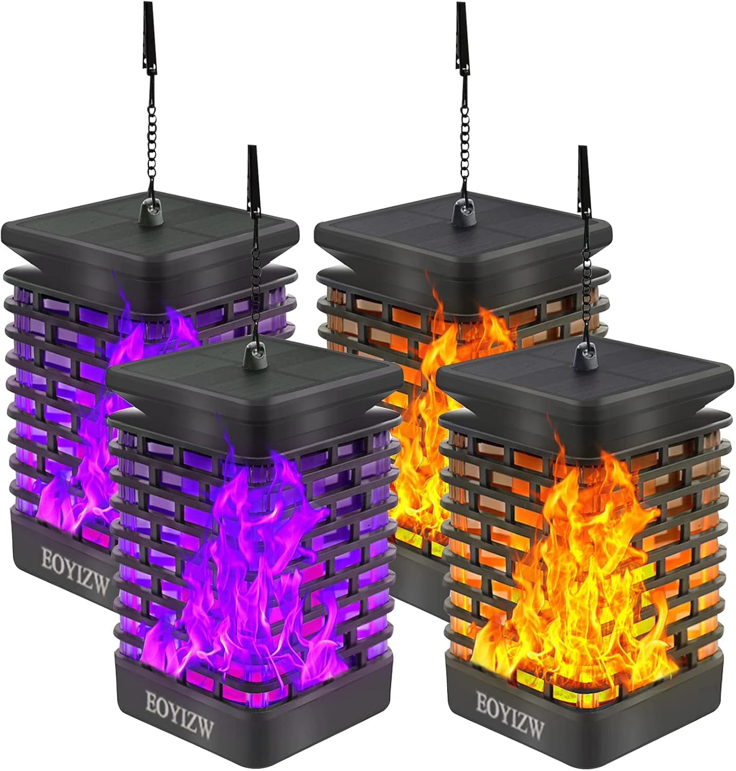 EOYIZW Solar Lantern Flame Lights Outdoor Hanging Solar Lights