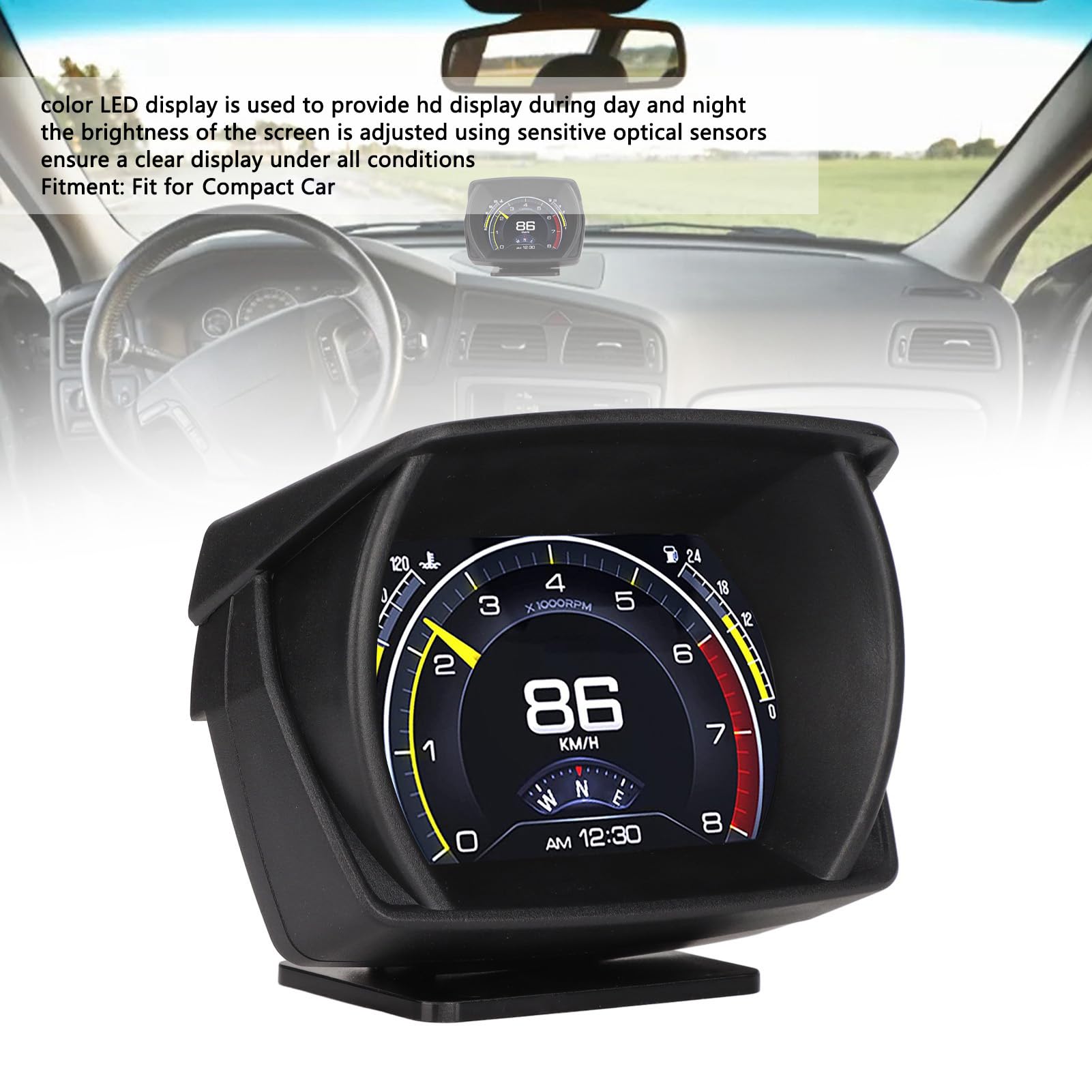 Wyświetlacz Samochodowy HUD Head Up, Wielofunkcyjny Inteligentny Miernik OBD2, Inteligentny Wskaźnik OBD + GPS Samochód Cyfrowy Prędkościomierz do Samochodu z Interfejsem OBD II