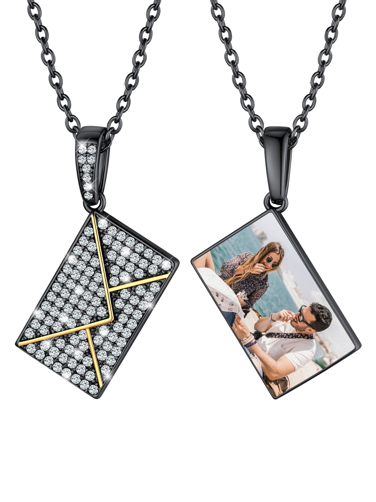 Personalized Envelope Locket Necklace for Women, Custom Love Letter Message Photo Necklace With Picture Inside Lockets Mother's Day Valentine's Day Gift for Women Mom Wife