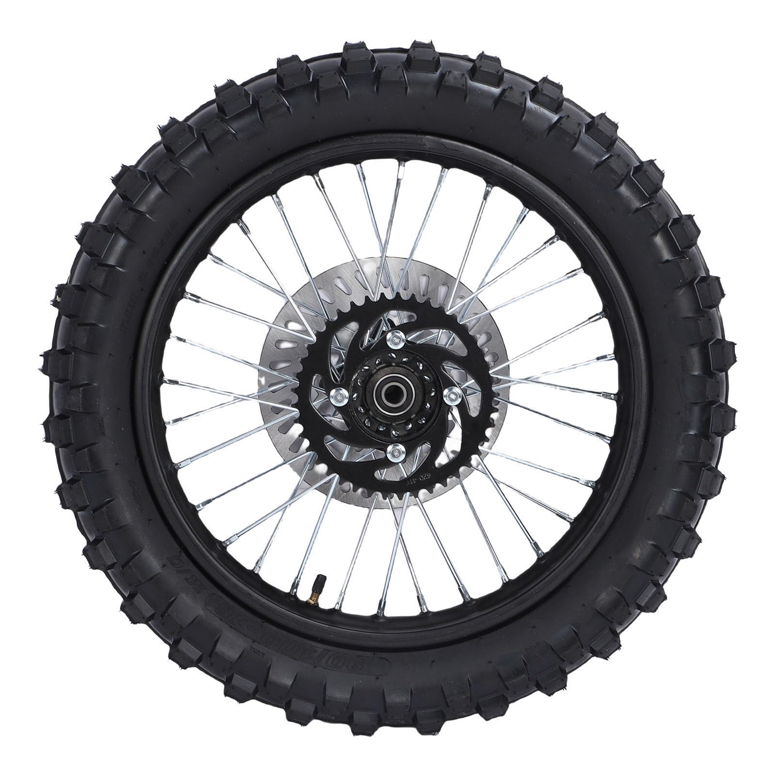 Tbest Neumático de Rueda Trasera para Bicicleta de Cross, Conjunto de Llanta de Piñón de 16 Pulgadas, 90/100, Eje de 15mm, 420, 41T, para Bicicletas Todoterreno Thumpstar SUNL