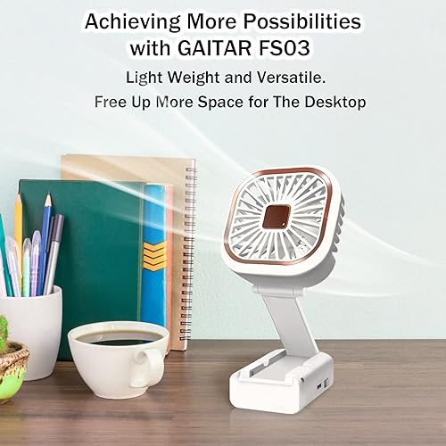 Miniatura 5 de Mini ventilador de mano, pequeño ventilador portátil 3 en 1, ventiladores personales plegables recargables por USB con fuerte flujo de aire 2