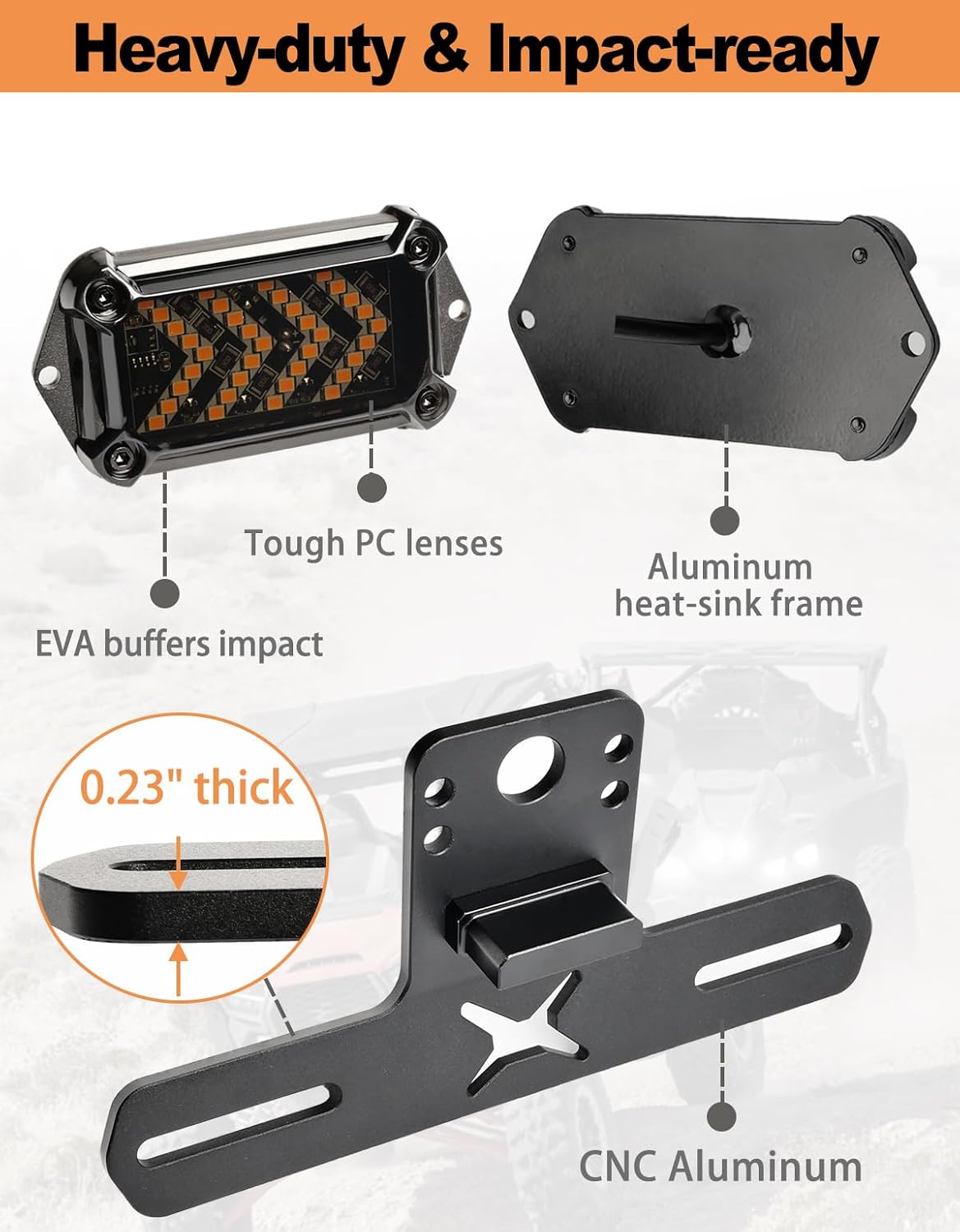 UTV Turn Signal Kit with 110dB Horn and License Plate Holder with Light, UTV ATV Blinker with Lever Column Switch Compatible with Polaris, Can-Am, Teryx, CFMOTO