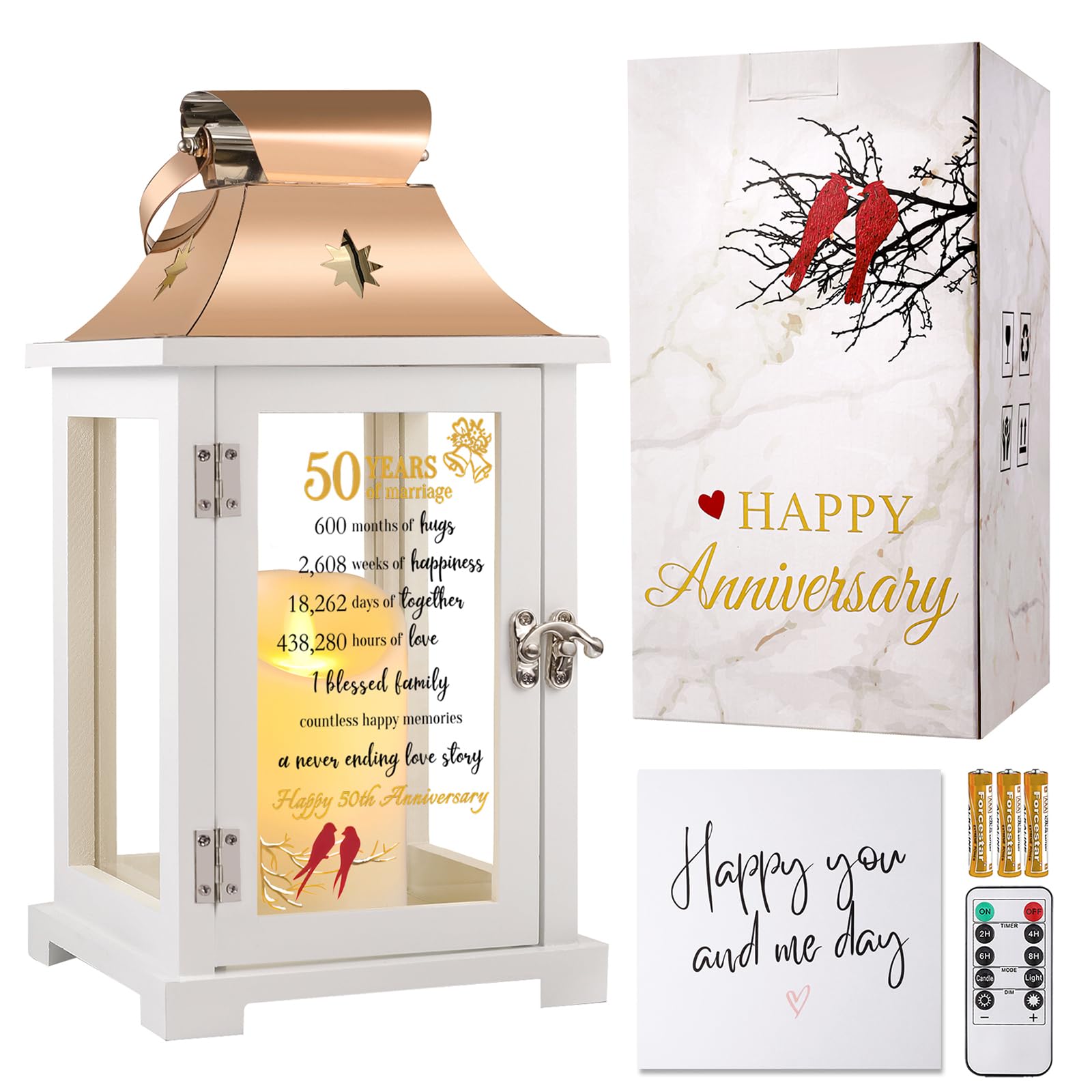 50th Anniversary Lantern - Unique Wedding Gift for Couple, Parents, Grandparents - Happy 50th Decoration