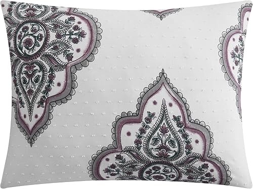 Miniatura 3 de Chic Home Pacey - Juego de edredón de algodón jacquard de 5 piezas, ropa de cama bordada con medallón, fundas de almohada decorativas incluidas,