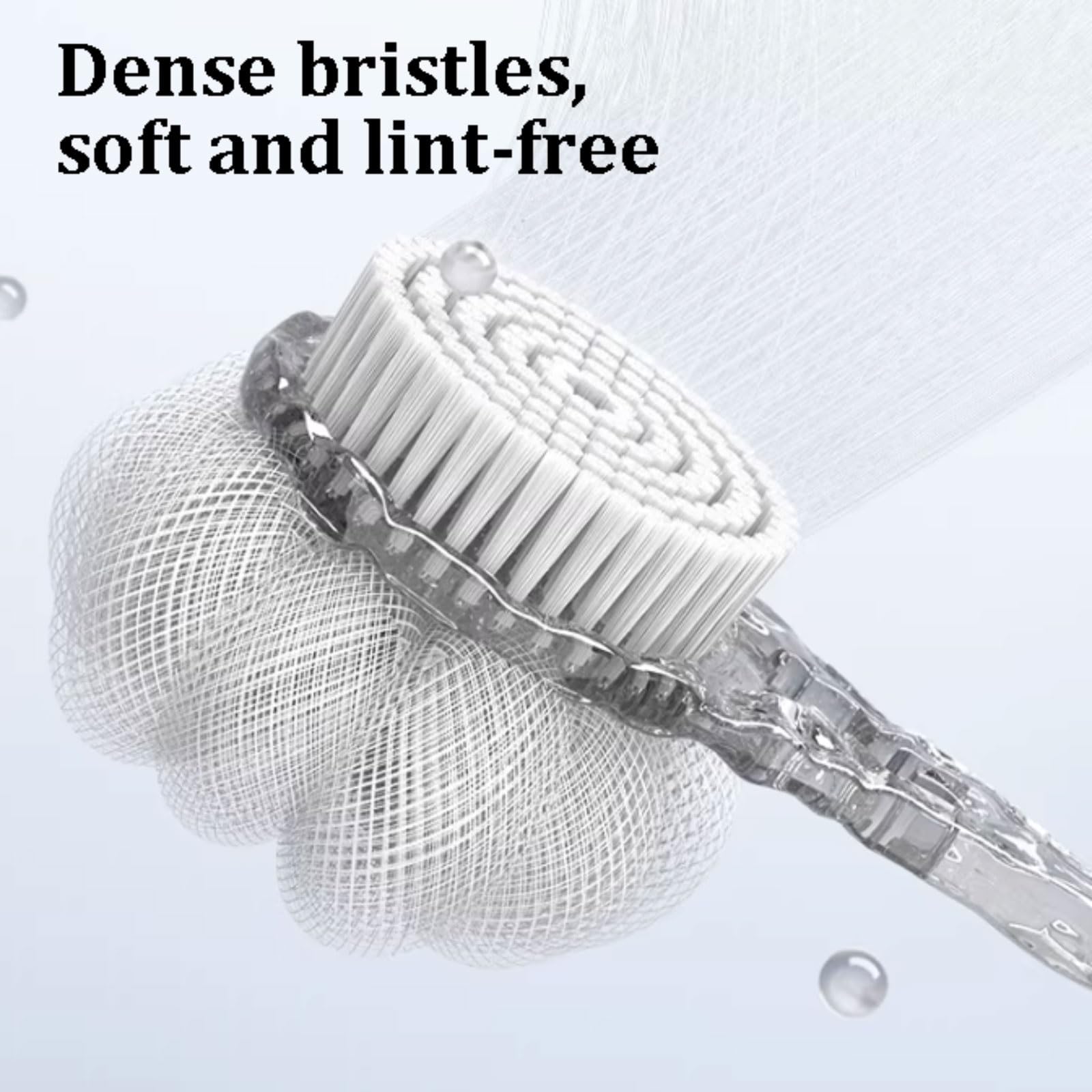 Lekka plastikowa myjka pod prysznic z miękkim sztywnym włosiem, dwustronna wanna z długim uchwytem, dla mężczyzn i kobiet szybkoschnąca (Clear+Black)
