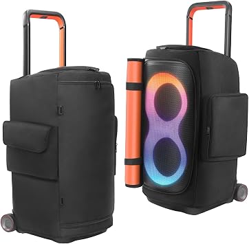 Speaker Case Compatible with JBL PartyBox 520 Portable Speaker, Outdoor Travel Soft Dust Cover Storage Bag with Zipper Window Pockets for Charger, Microphones, Headphones and Accessories