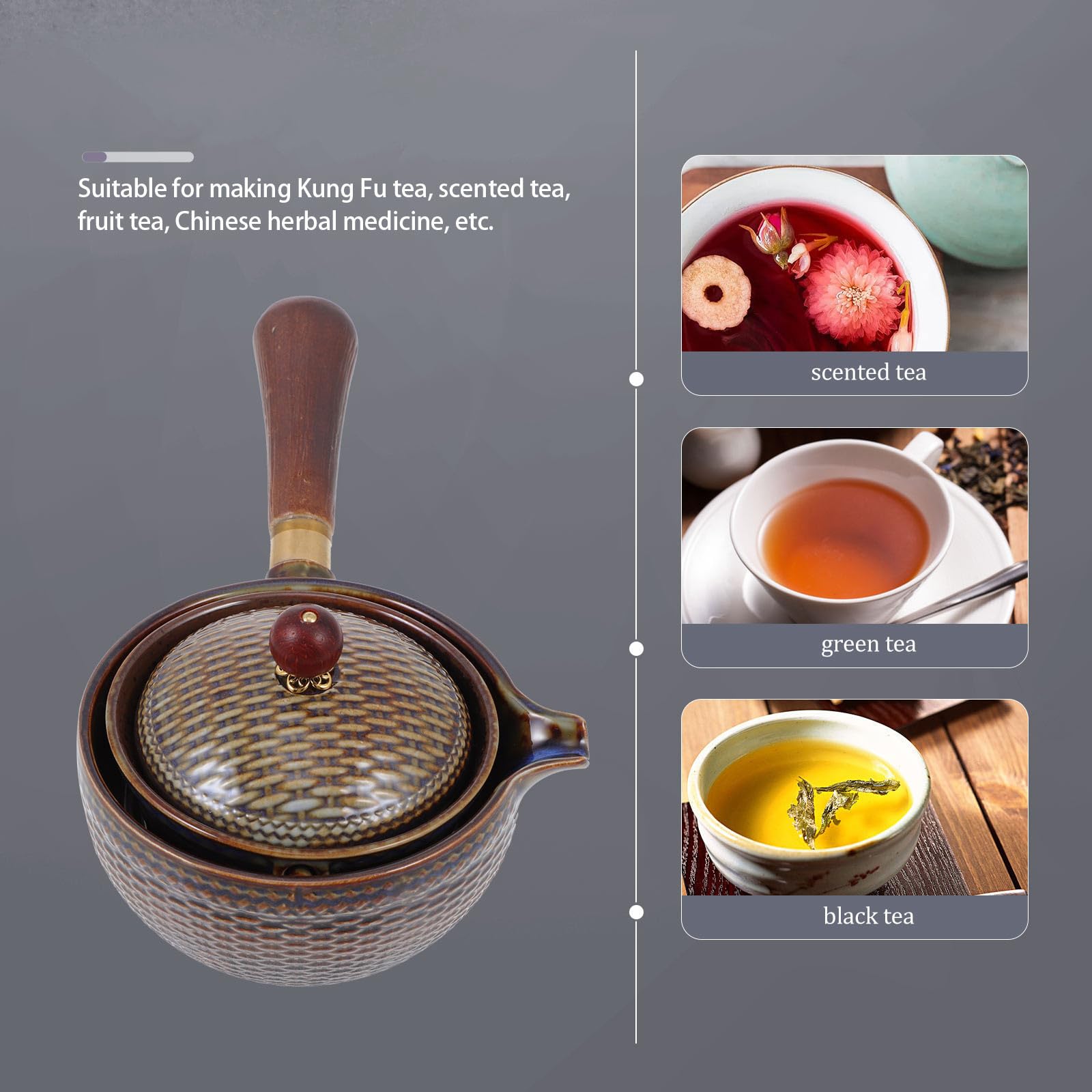 iplusmile Tetera Diseño Tradicional Chino Resistente al Calor de Cerámica Filtro Integrado para Infusiones para Uso Doméstico y Preparación de Té