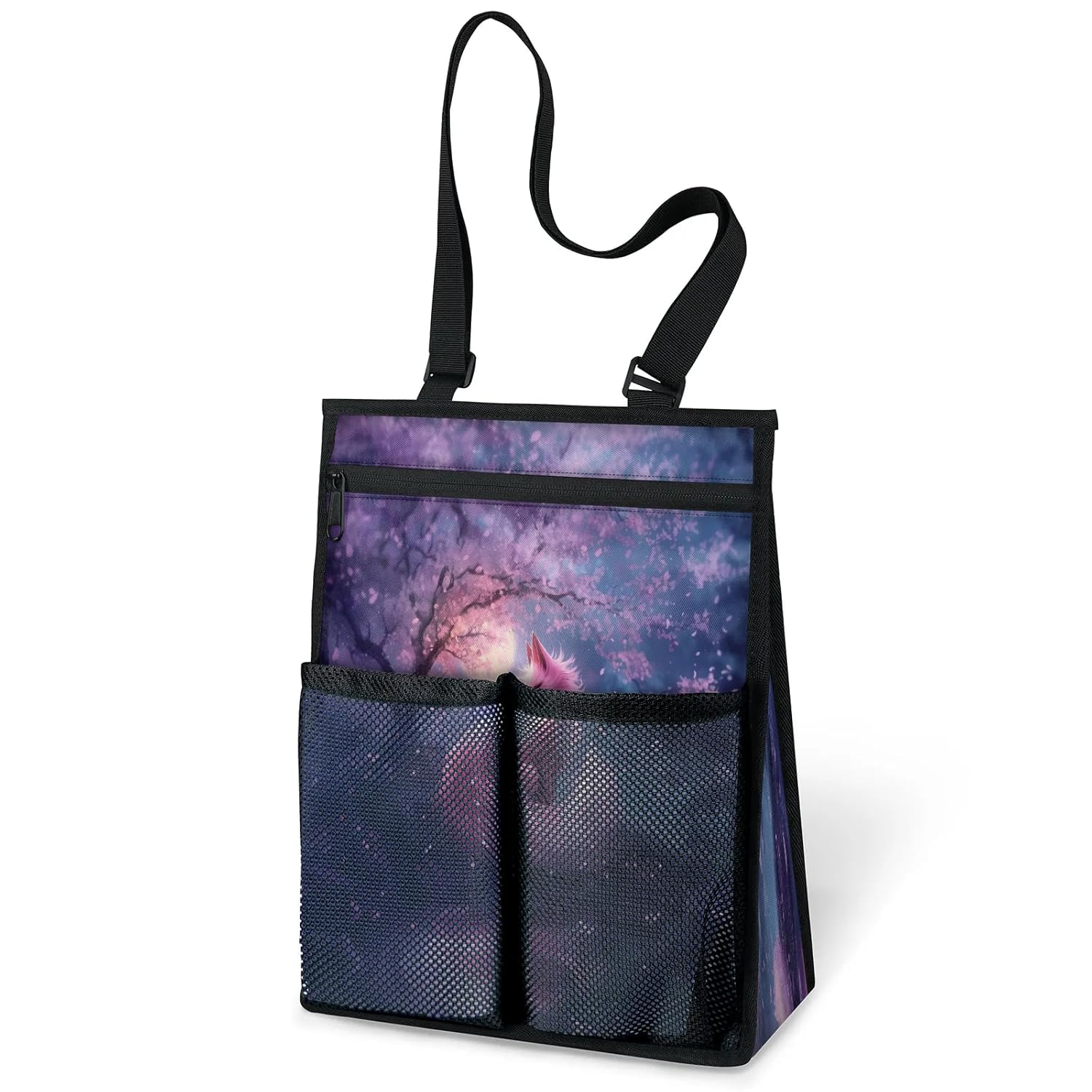 Ourtheme Flower Nine Tailed Fox Portable Shower Bag for Travel Gym Camp Beach Tote Shower Caddy Bags Hanging
