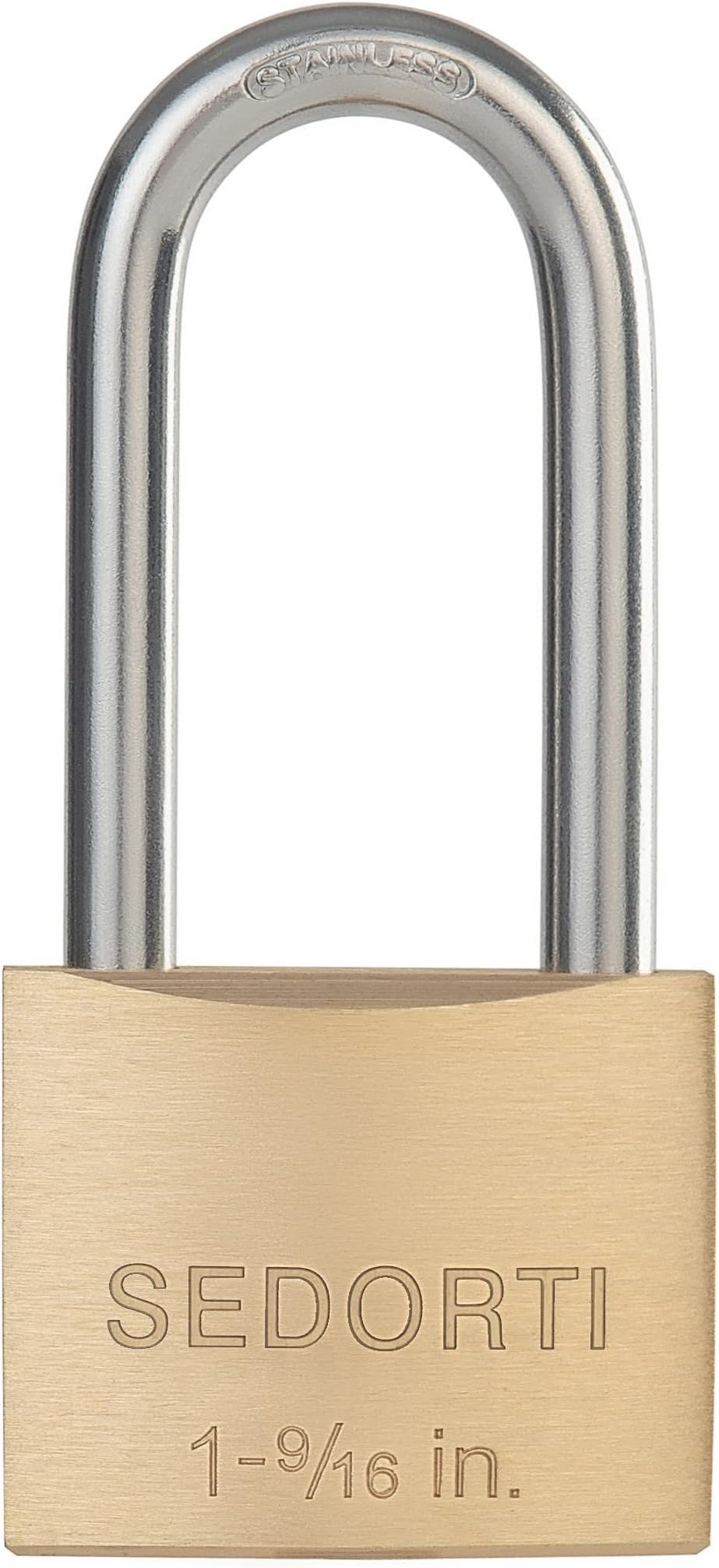 SEDORTI Outdoor Weatherproof Padlock with Stainless Steel Shackle and Solid Brass Body, Marine Grade Rustproof Long Lock for Sheds, Storage Unit School Gym Locker, Fence, Toolbox, Hasp Storage