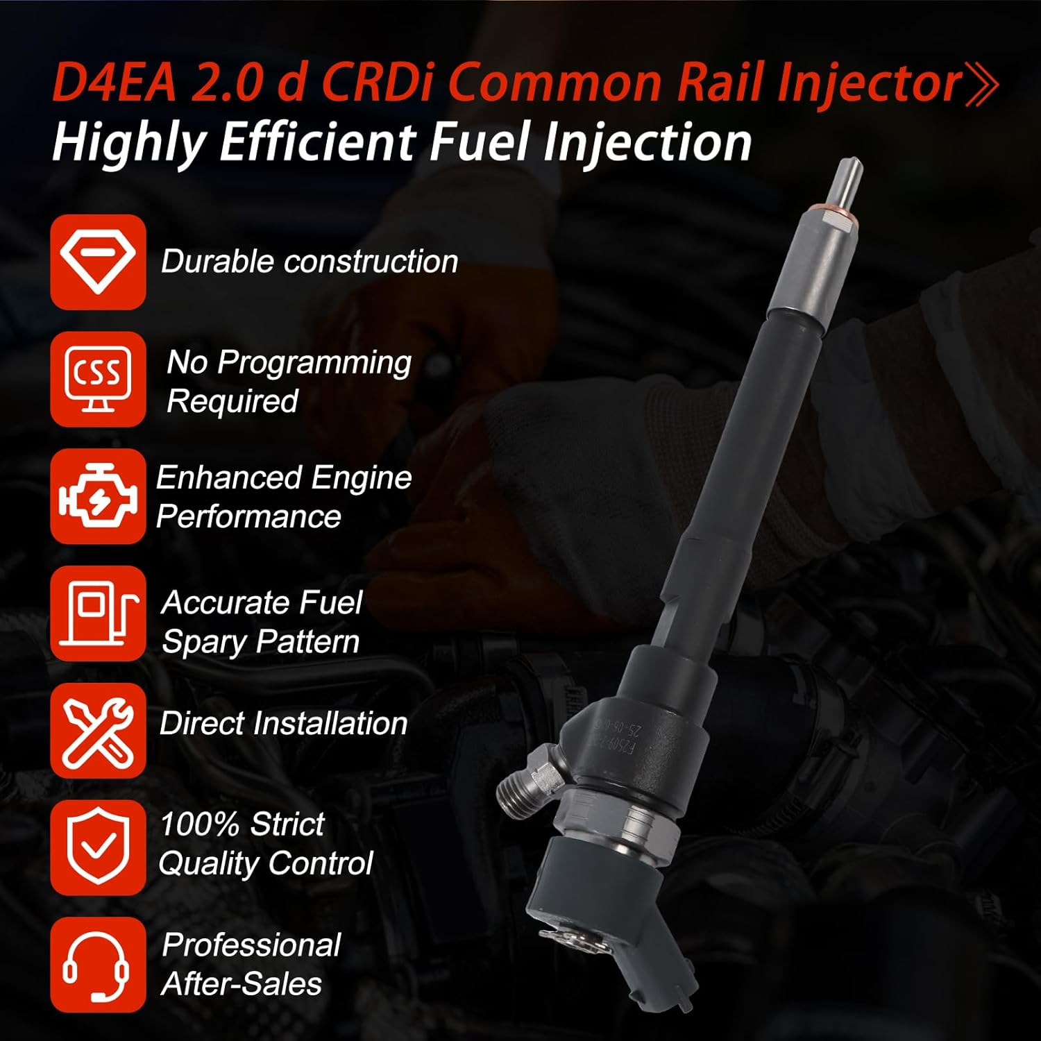 4PCS 0445110258 33800-27400 0445110257 0986435156 Common Rail Injector for Hyundai i30 Sonata Tucson D4EA 2.0 CRDi Kia Carens Magentis Sportage 2.0 CRDi