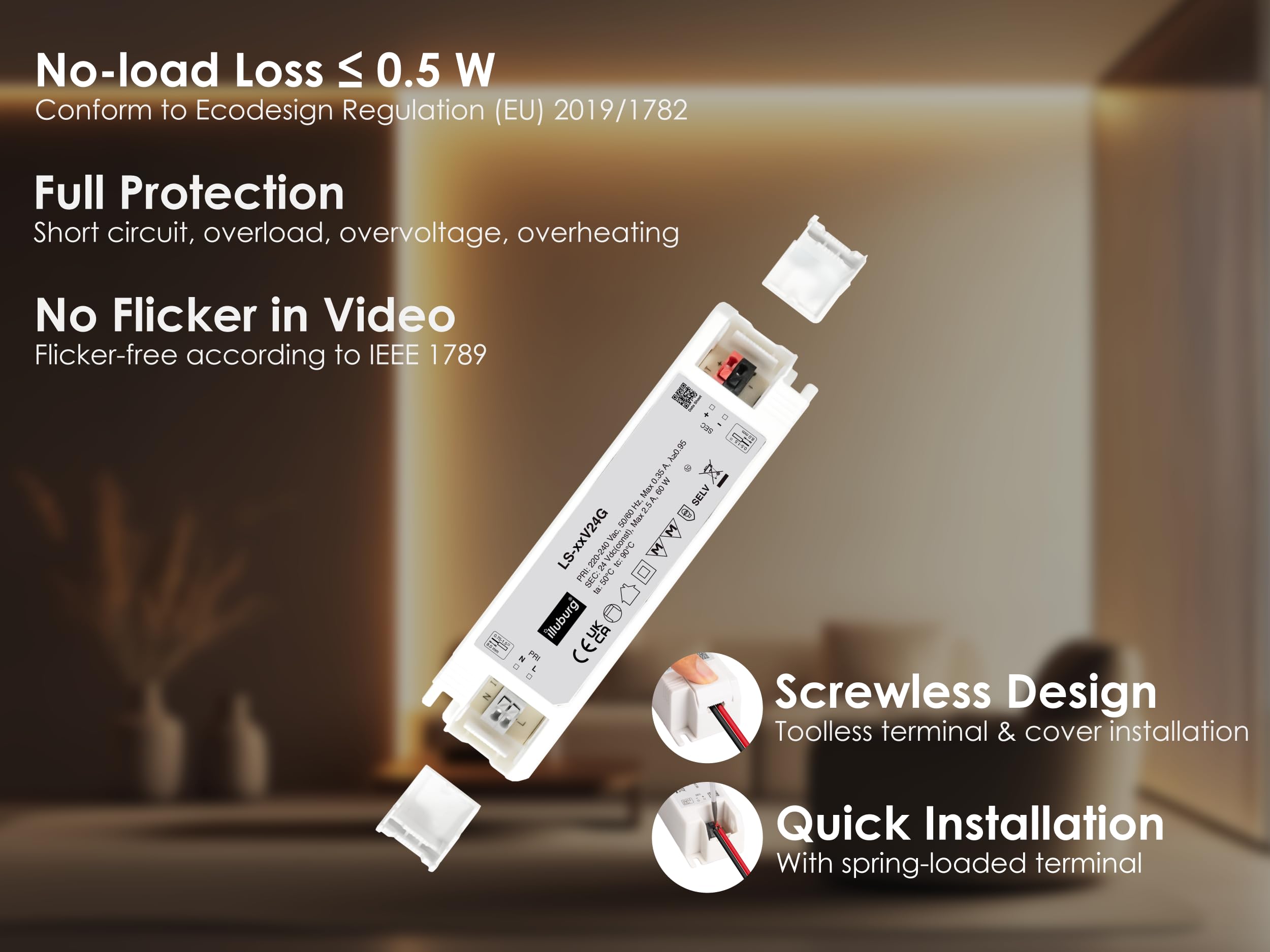 Trasformatore LED 12V 15W Illuburg | Senza Sfarfallio | IP20 | Per Strisce LED - Foto 8