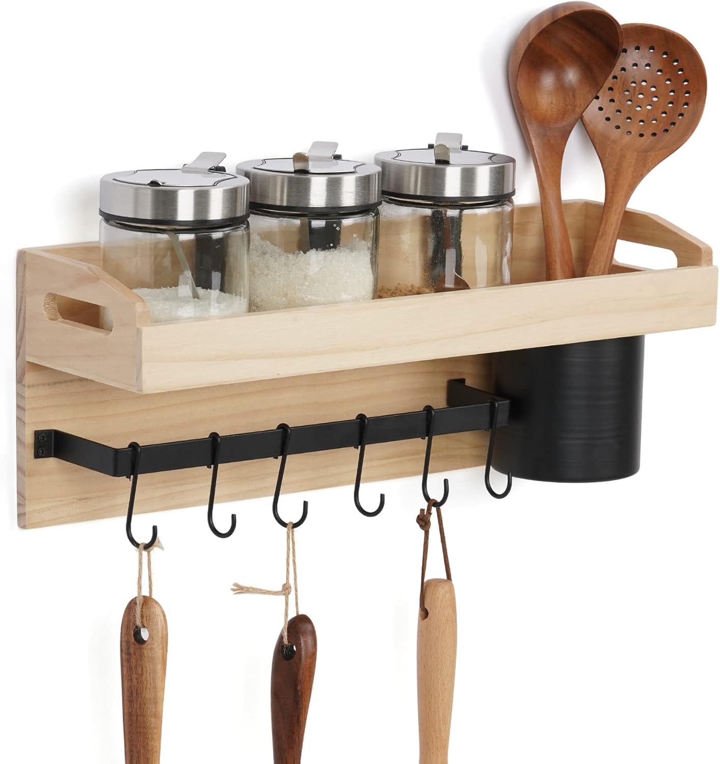 WPKLTMZ Hanging Spice Rack with Kitchen Utensil Holder
