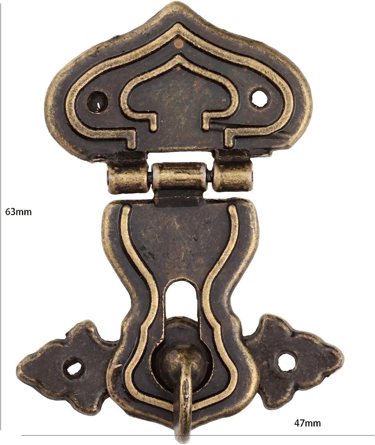 HEAGER Hasp Clasp Lock,Hardware Antique Brass Hasps Decorative Jewelry Gift Wooden Box Hasp Retro Suitcase Latch Hook with Screws 2pc