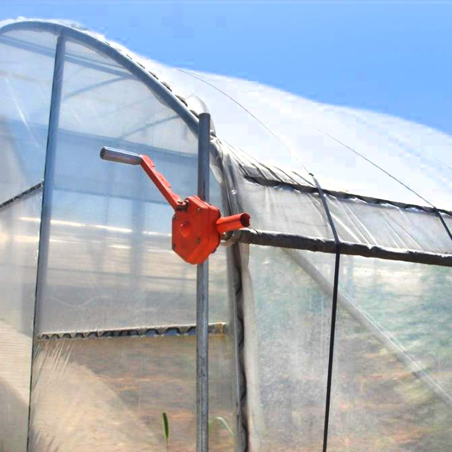 Greenhouse Sidewall Ventilation Hand Rolling Crank Winch, Greenhouse Film Lifting Down Kit for Ventilation, Easy to Install, Easy to Adjust The Temperature Inside,Orange