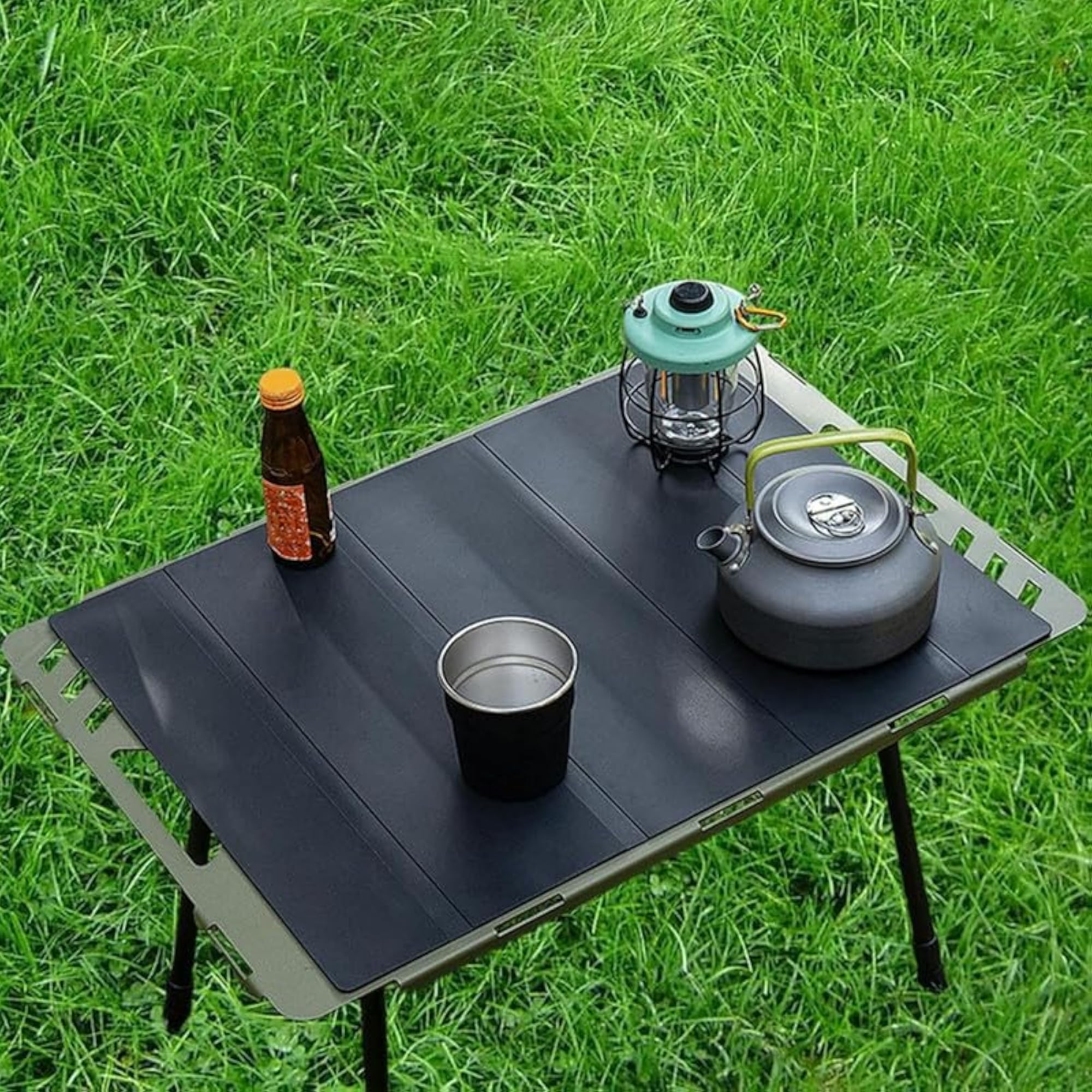 Small Portable Camping Table, Foldable Aluminum Top Table