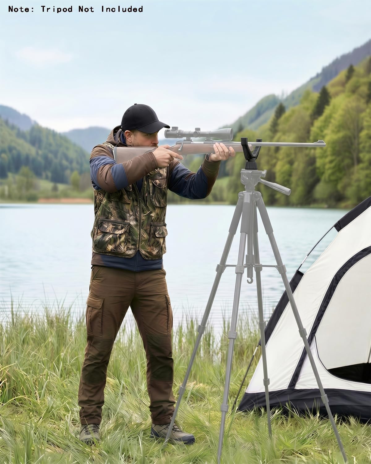 360° Rotating Hunting Rest V Yoke Rifle Rest with 1/4" 3/8" Thread, for ToolCreatrix Hunting Tripod