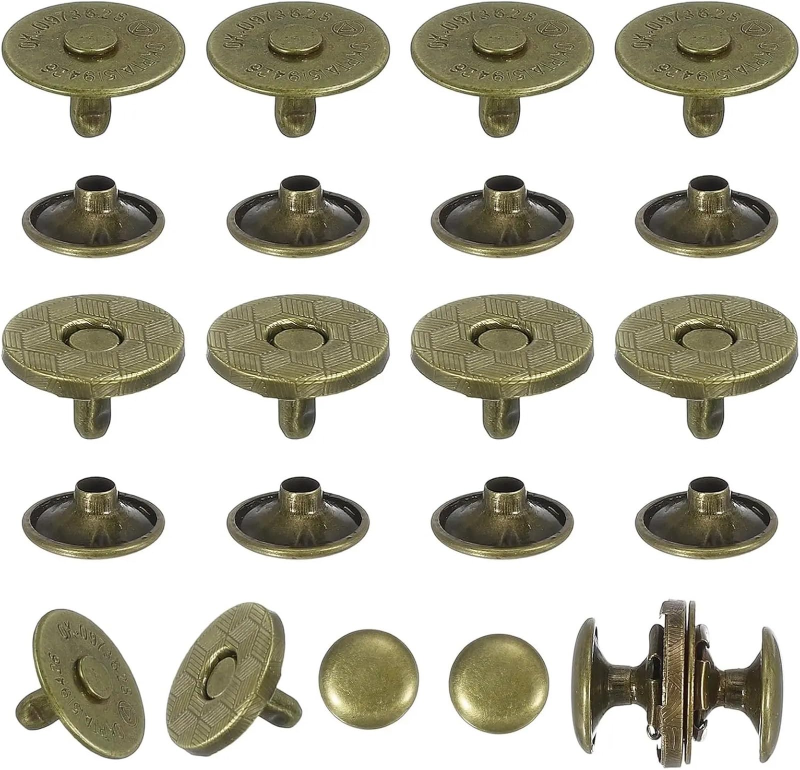 Magnetic Press Studs 10 Sets Magnetic Snaps Button,Metal Round Clasps Fabric Base Components and Cap Kit Diameter 14mm / 18mm(14mm Bronze)