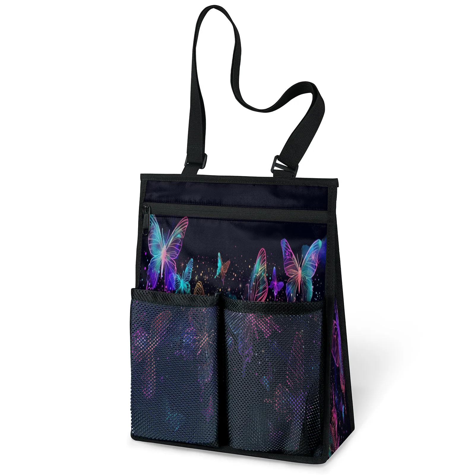 Ourtheme Butterflies Stars Colorful Portable Shower Bag for Travel Gym Camp Beach Tote Shower Caddy Bags Hanging Toiletry