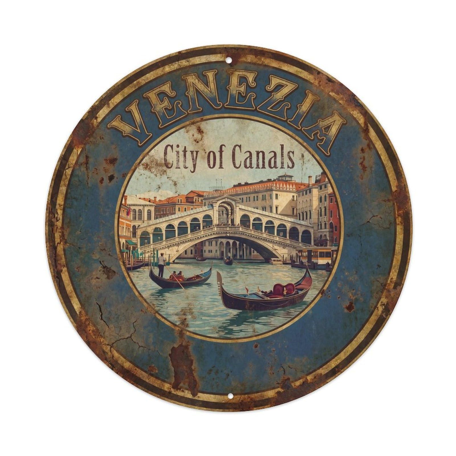 Vintage Travel Venice Gondola Canal 1 Metal Tin Sign Plaque