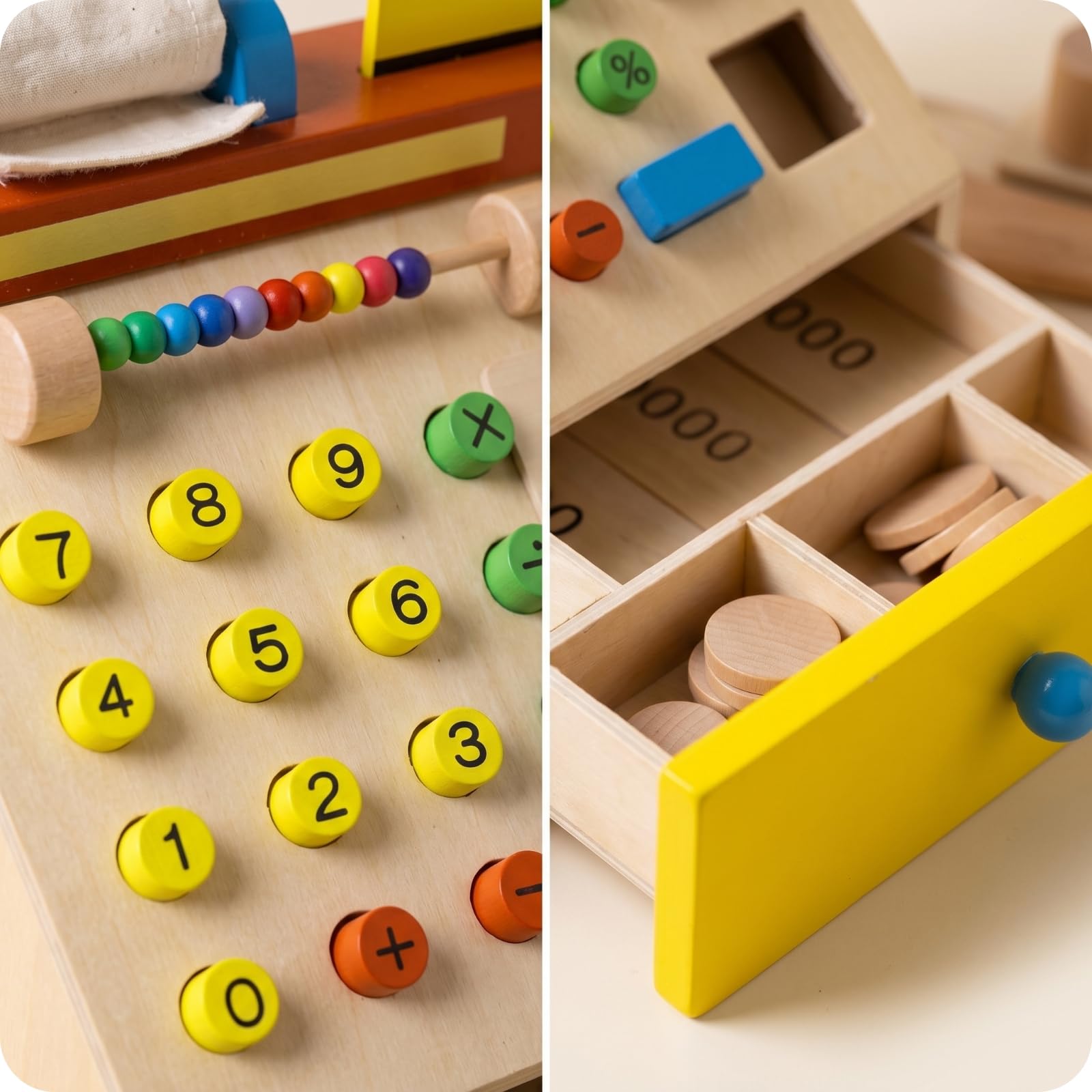 Registratore di Cassa Giocattolo Cassa Giocattolo con Scomparti Educativo per Bambini