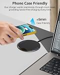 TOZO 2024 Upgraded W1 Wireless Charger 15W Max Fast Wireless Charging Pad Compatible with iPhone 15/15 Plus/15 Pro Max/14/13/SE/12 Series, Samsung Galaxy S24/S23/S22 Series (No AC Adapter), Black