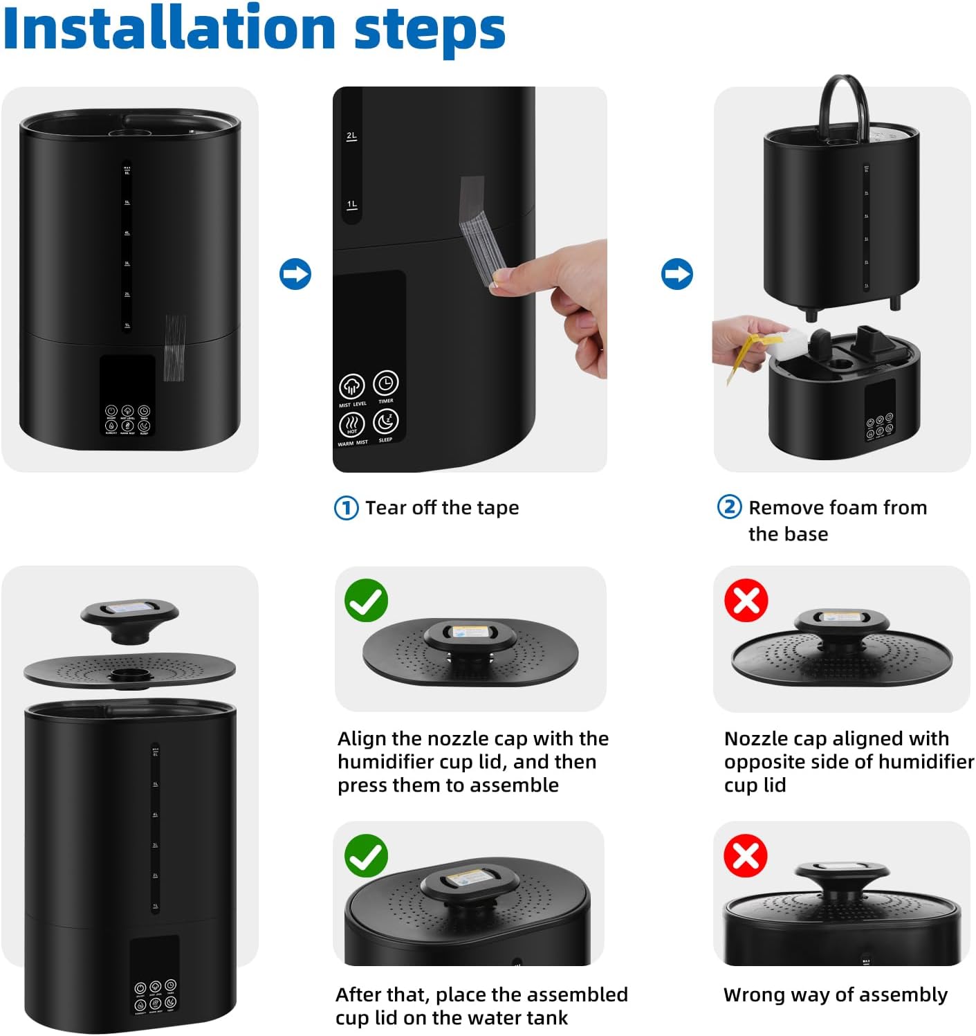 Coolfiqu 6L Humidifier main components diagram