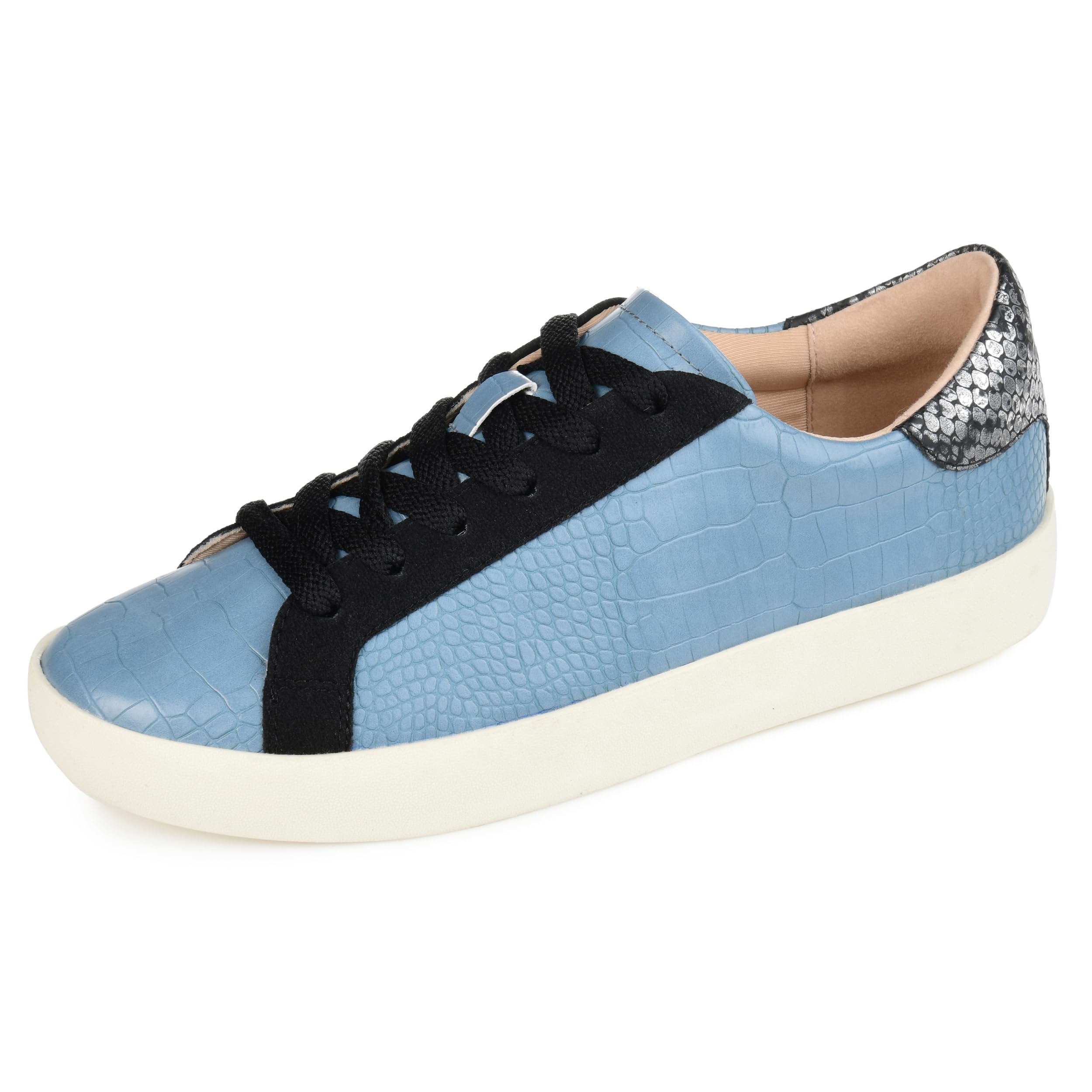 Journee Collection Zapatillas casuales y de moda para mujer, azul (Azul / Patchwork), 41 EU