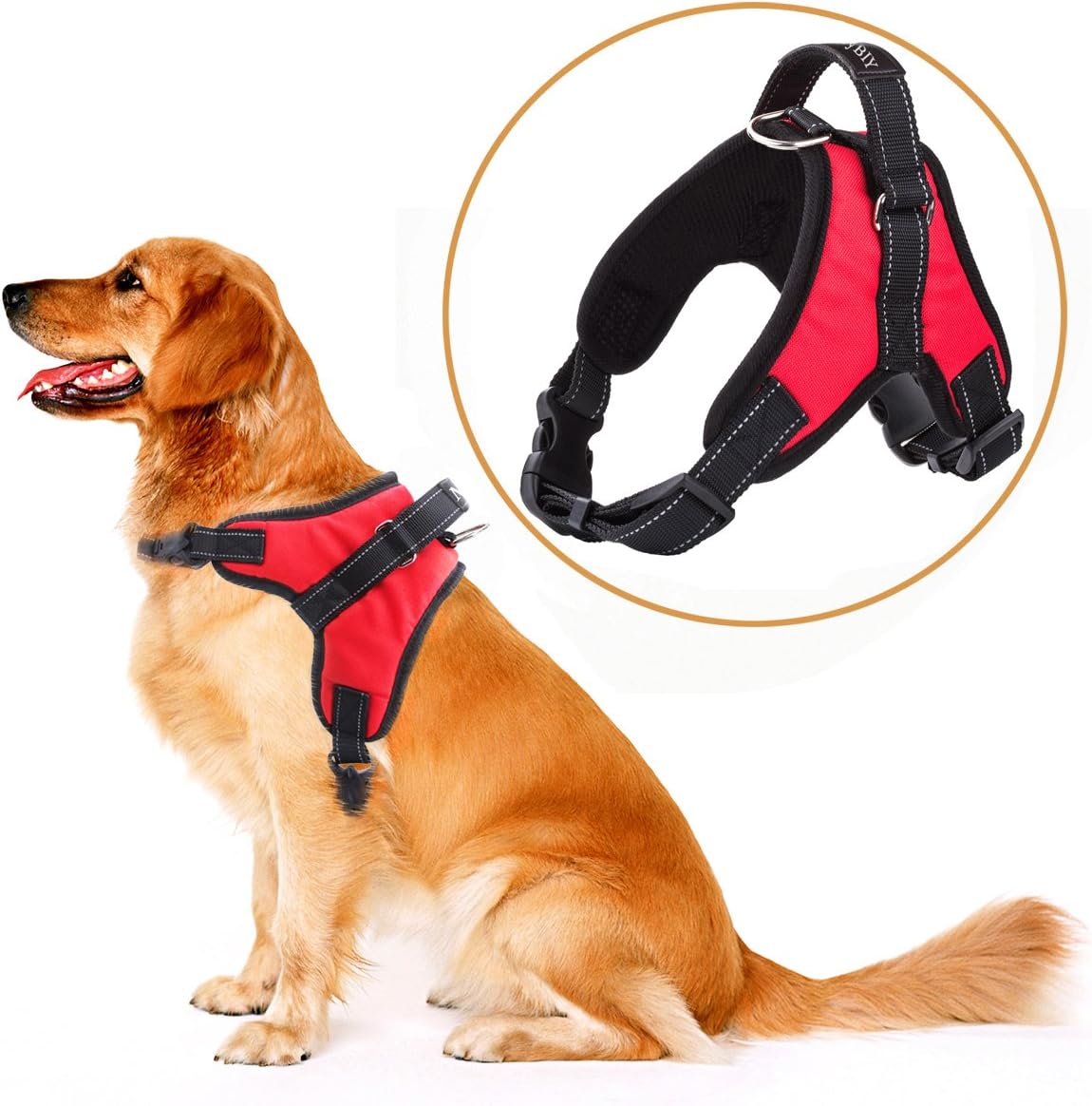 MerryBIY Big Dog No Pull Chest Harness Vest Adjustable Soft Padded Breathable Saddle Style with Handle for Dogs Pets Outdoor Walking Trainning Sport Safety Collar Harness (Size XL, Red)