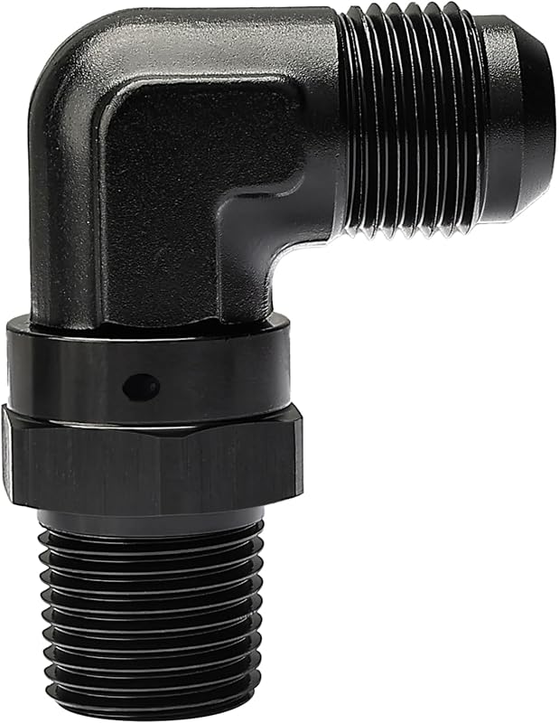 Adaptador de conexão 10AN macho para 1/2-14 NPT EVIL ENERGY 90° giratório em alumínio preto – 1 unidade