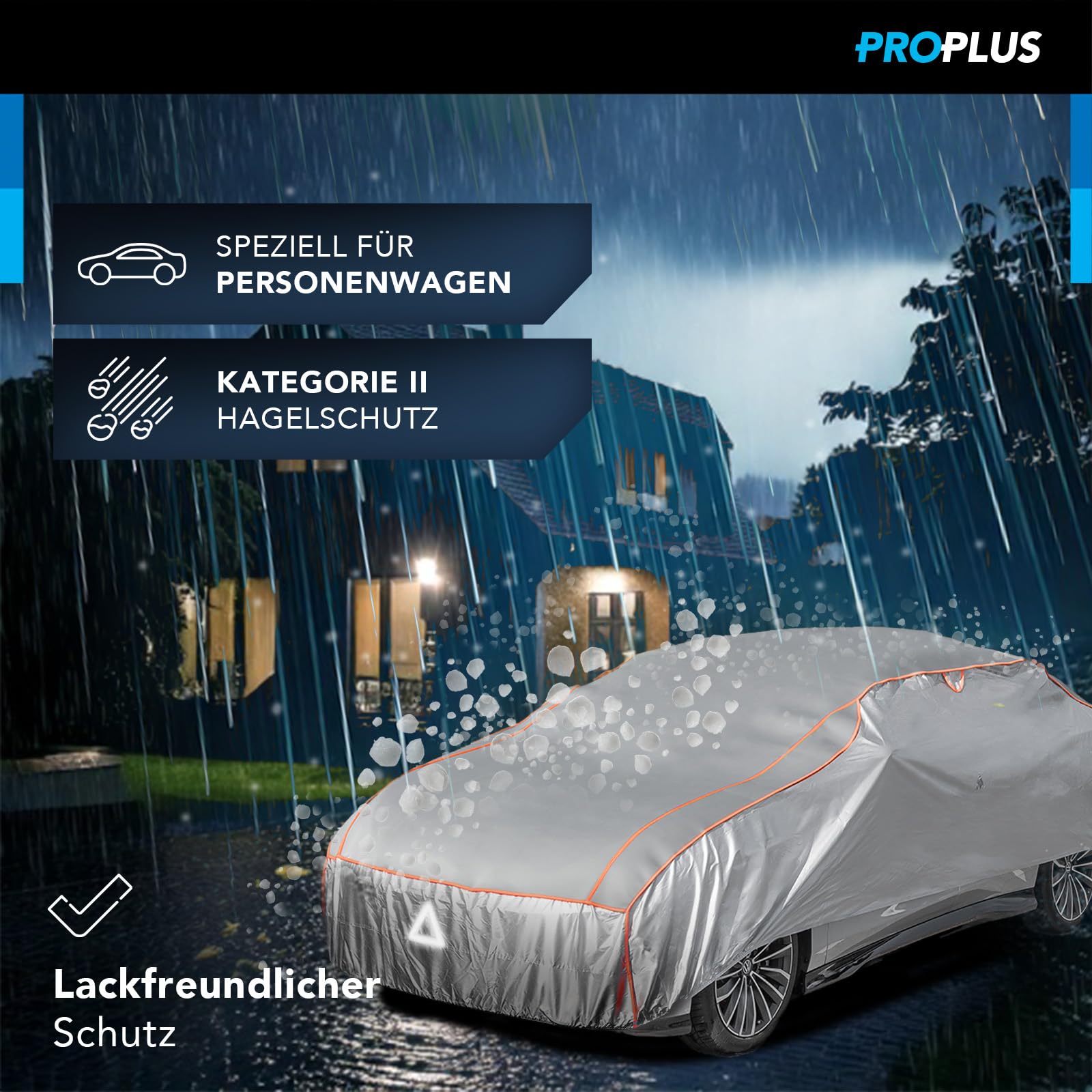 ProPlus Hagelschutzgarage - S - 400 x 165 x 119 cm - Wasserdicht - Autoabdeckung für den Außenbereich - UV-beständig - Anti-Glanzplane Auto - Hagelschutzplane - Grau