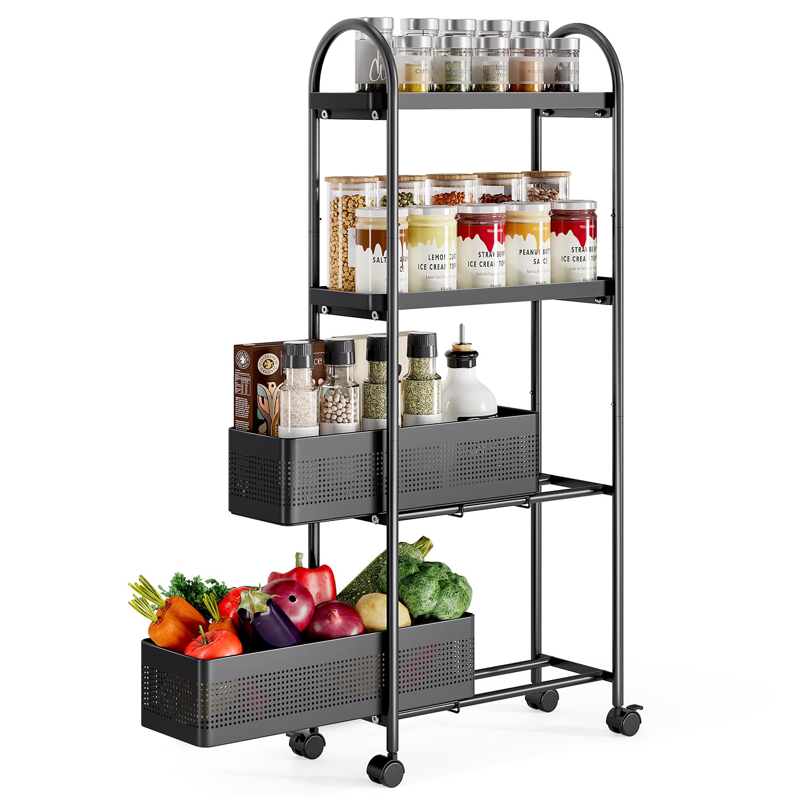 KINGRACK 4-Tier Slim Storage Cart