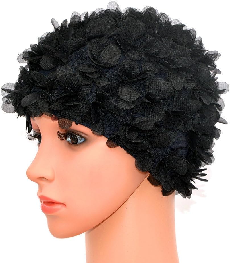 Lace Vintage Swim cap Floral Petal Retro Style Bathing Caps for Women