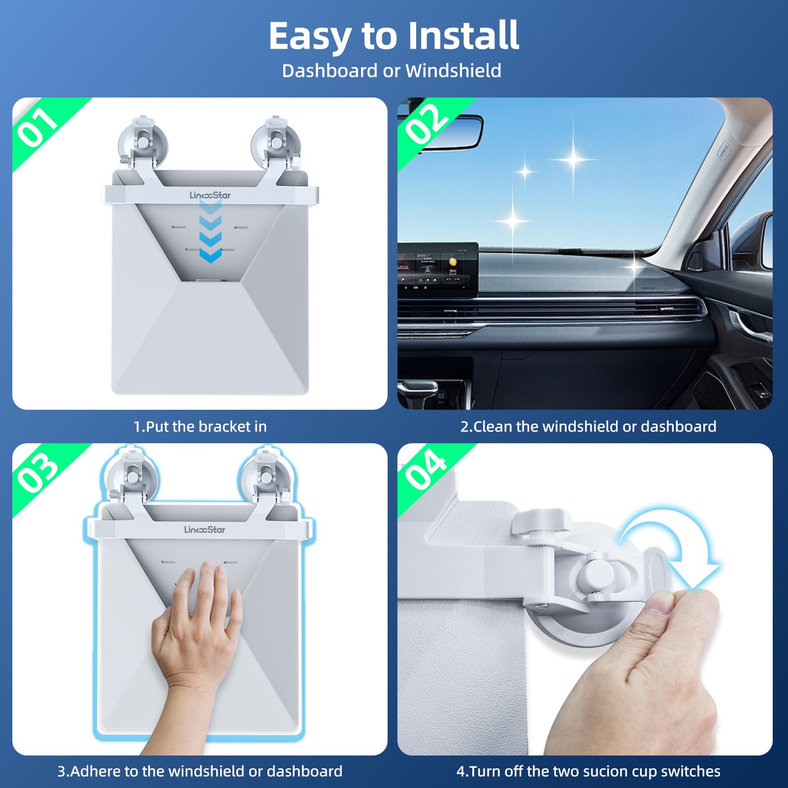 Starlink Mini support de voiture pour tableau de bord, ventouse sécurisée pour majorité des véhicules et pare-brise