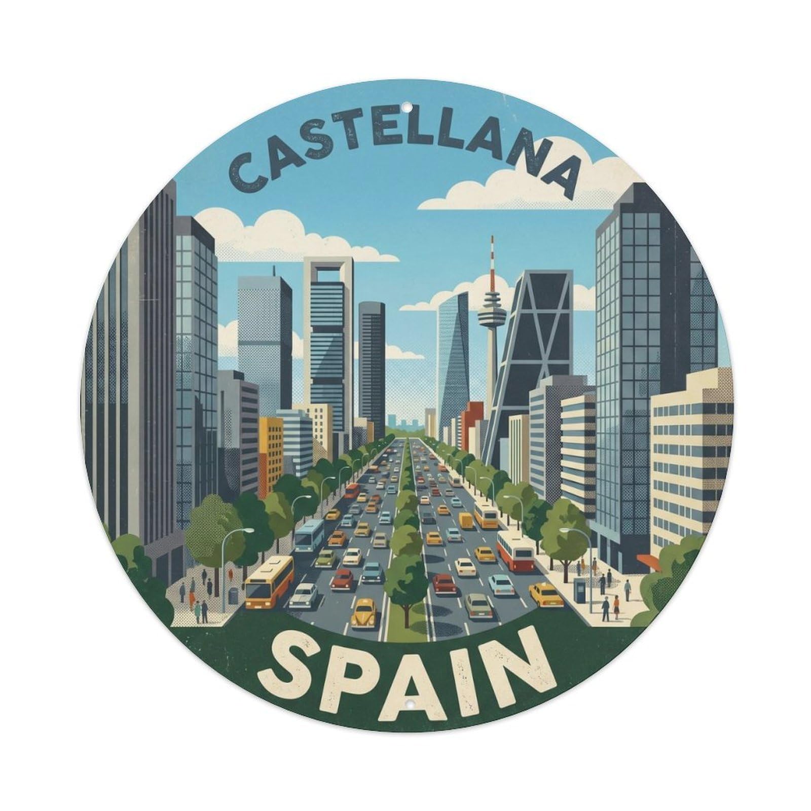 Madrid Castellana Spain Cultural Travel Destination Metal Tin Sign
